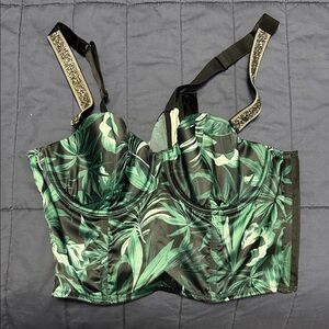 Victoria's Secret Green Leaf Print Bustier Bra